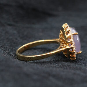 Purple Star Sapphire and Diamond Halo Ring