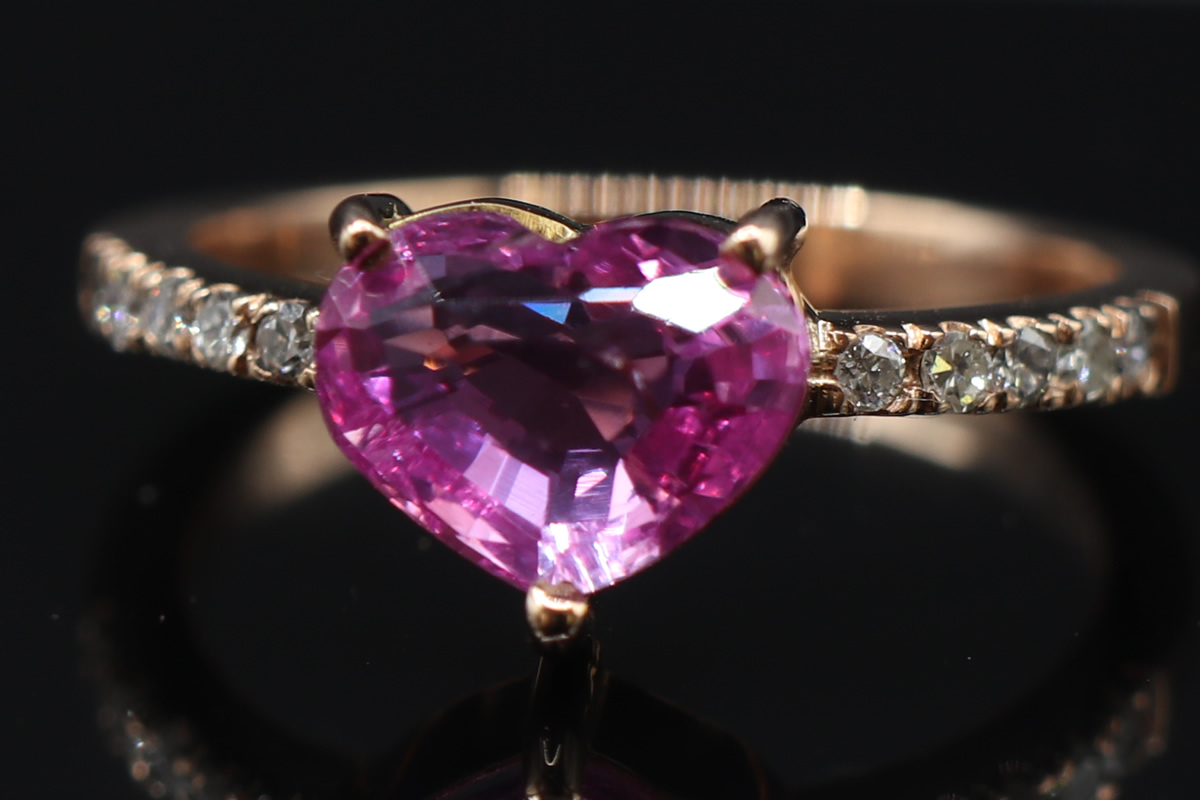 Ceylon Pink Sapphire Ring with Diamonds in Rose Gold_IMG_3798